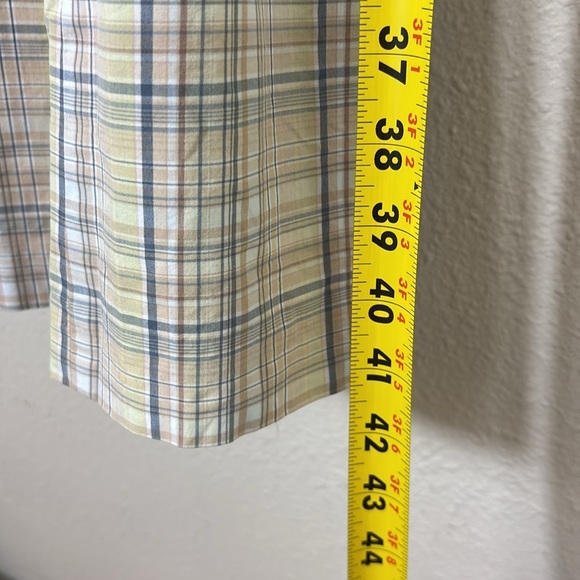 J. Crew A Line Dress Beige Dusty Blue Plaid Spaghetti Strap Square Neck size S - Picture 6 of 7